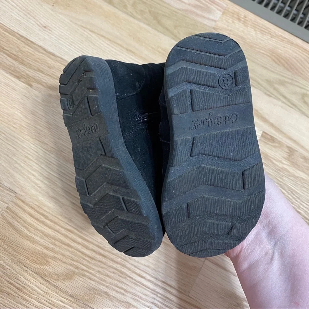 Cat & Jack Ruffle Side Calf Boots Black Sz 6 Kids Baby Toddler
